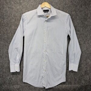 Polo Ralph Lauren Black Label Dress Shirt Mens 15 White Blue Stripe Tailored Fit
